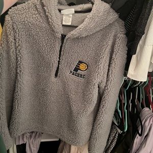 NBA Pacers Womens Sweatshirt Jacket Soft Fluffy Sports Sherpa Hoodie